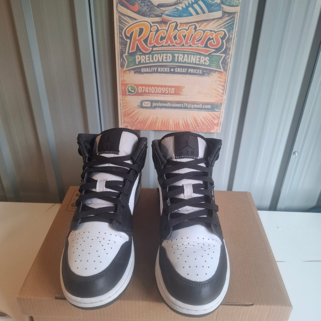 Nike Jordan 1 Mid Trainers - Black/White, Very Good Condition UK 6