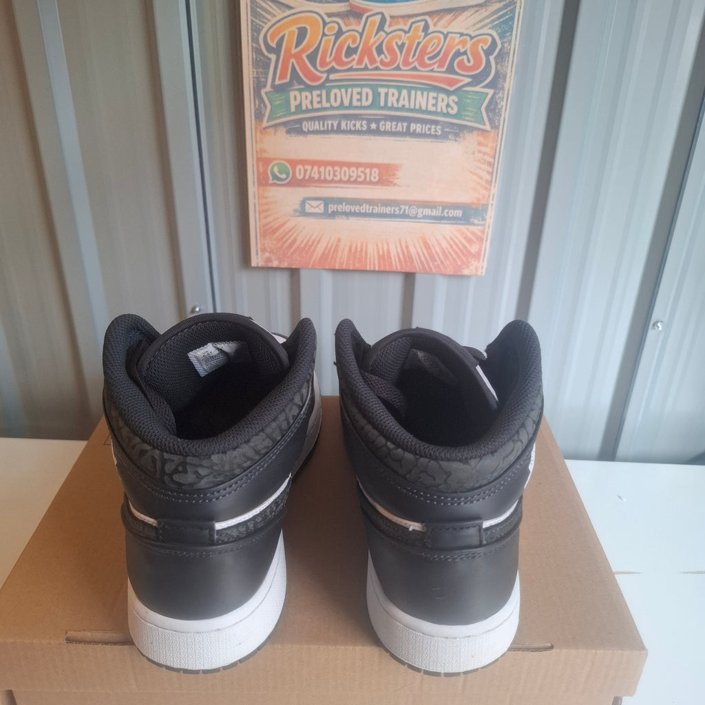 Nike Jordan 1 Mid Trainers - Black/White, Very Good Condition UK 6