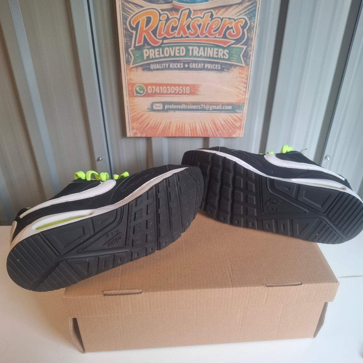 Nike Air Max Black and Neon Green Trainers UK 5.5
