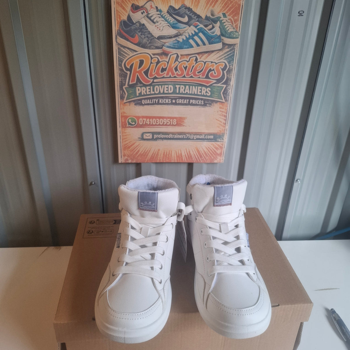 New Skechers BOBS Womens Hi-Top Trainers – White, UK Size 3.5