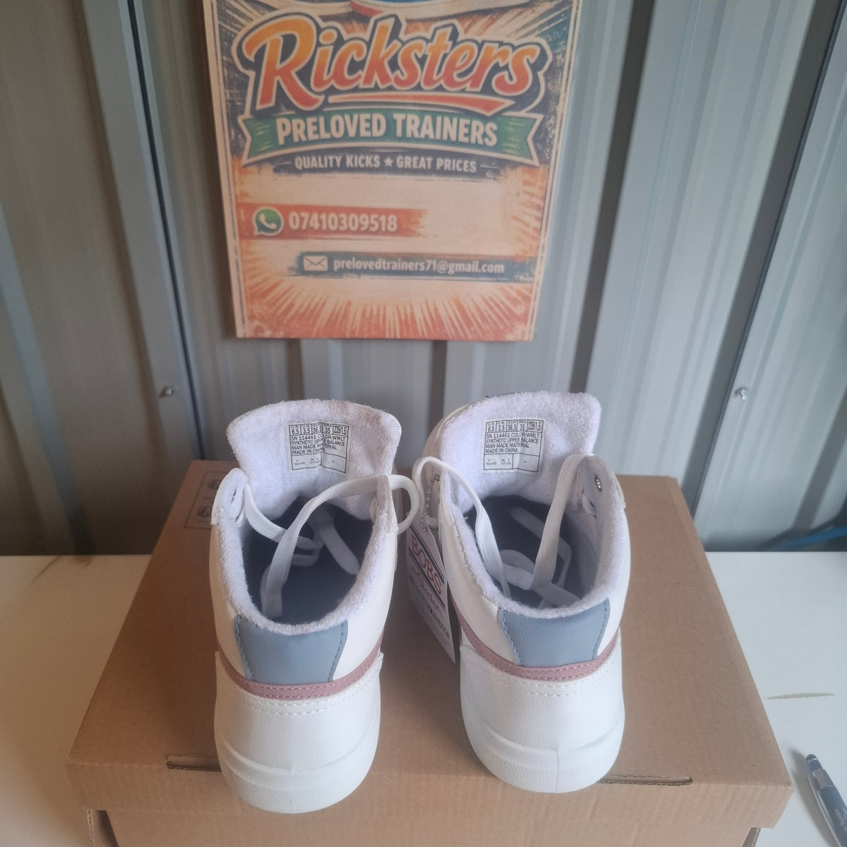 New Skechers BOBS Womens Hi-Top Trainers – White, UK Size 3.5