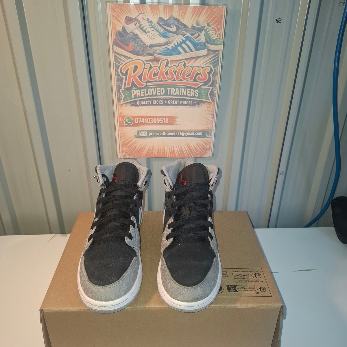 Nike Air Jordan 1 Mid Trainers - Grey/Black UK 5.5