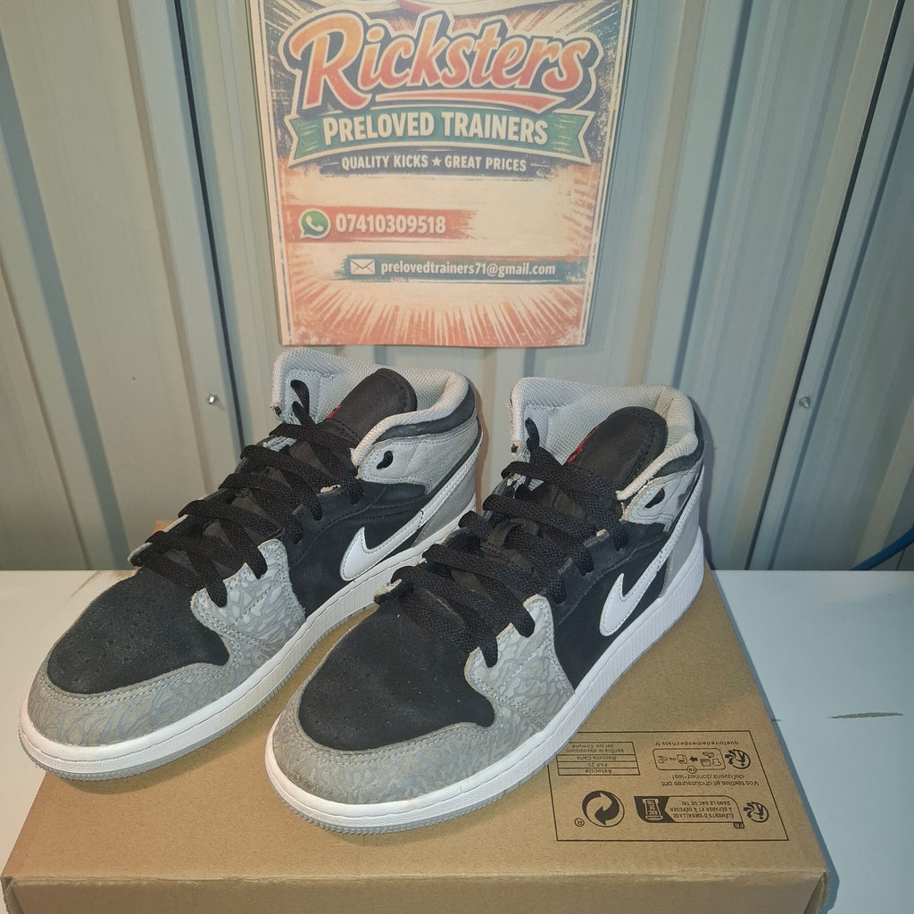 Nike Air Jordan 1 Mid Trainers - Grey/Black UK 5.5