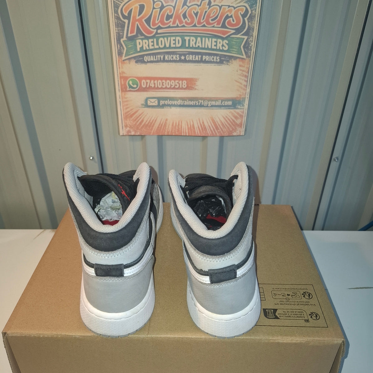Nike Air Jordan 1 Mid Trainers - Grey/Black UK 5.5
