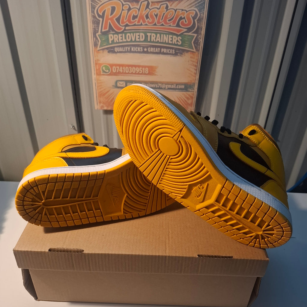 Jordan 1 Mid Trainers – Yellow & Black, Size UK 6