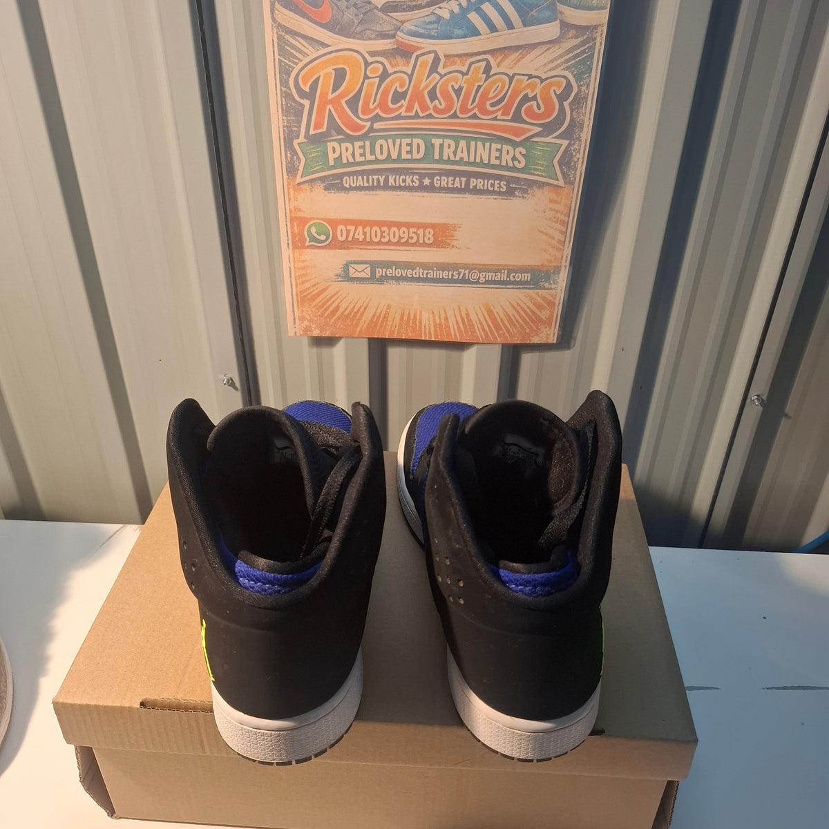 Jordan Trainers UK 6.5Y – Blue and Black, Good Condition
