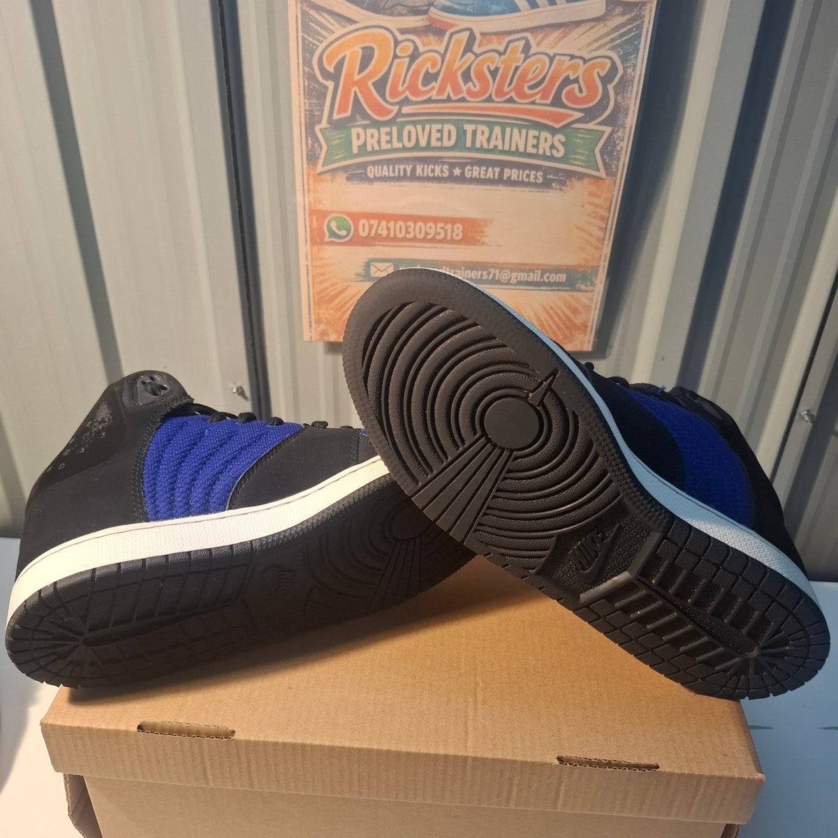 Jordan Trainers UK 6.5Y – Blue and Black, Good Condition