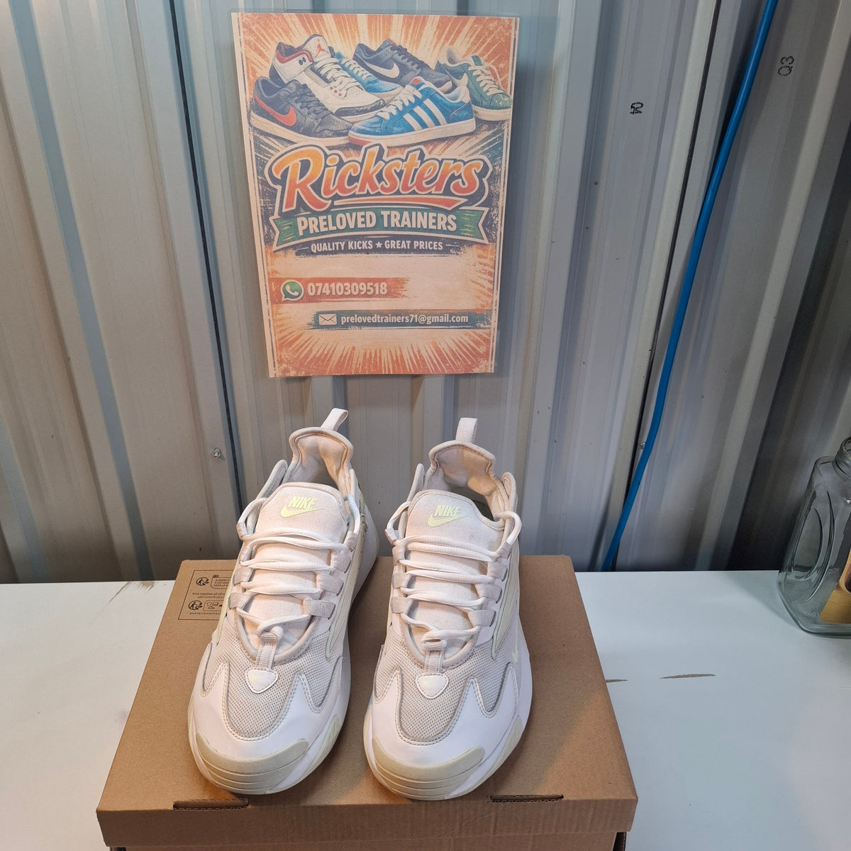 Nike Zoom 2K Trainers – White/Pale Yellow, Very Good Condition UK 6