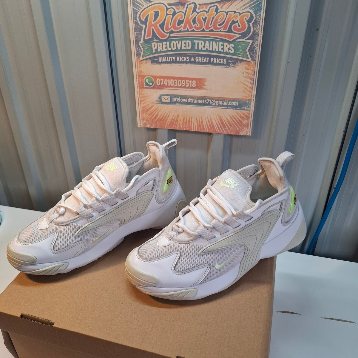 Nike Zoom 2K Trainers – White/Pale Yellow, Very Good Condition UK 6