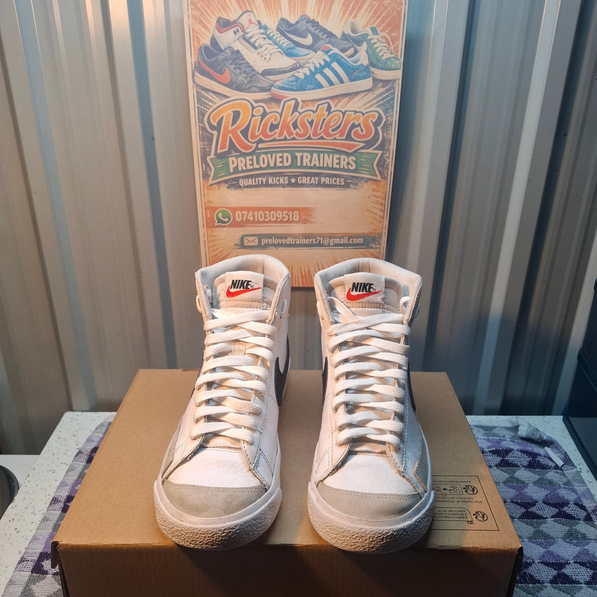 Nike Blazer Mid '77 Trainers - White/Black, Good Condition UK 5