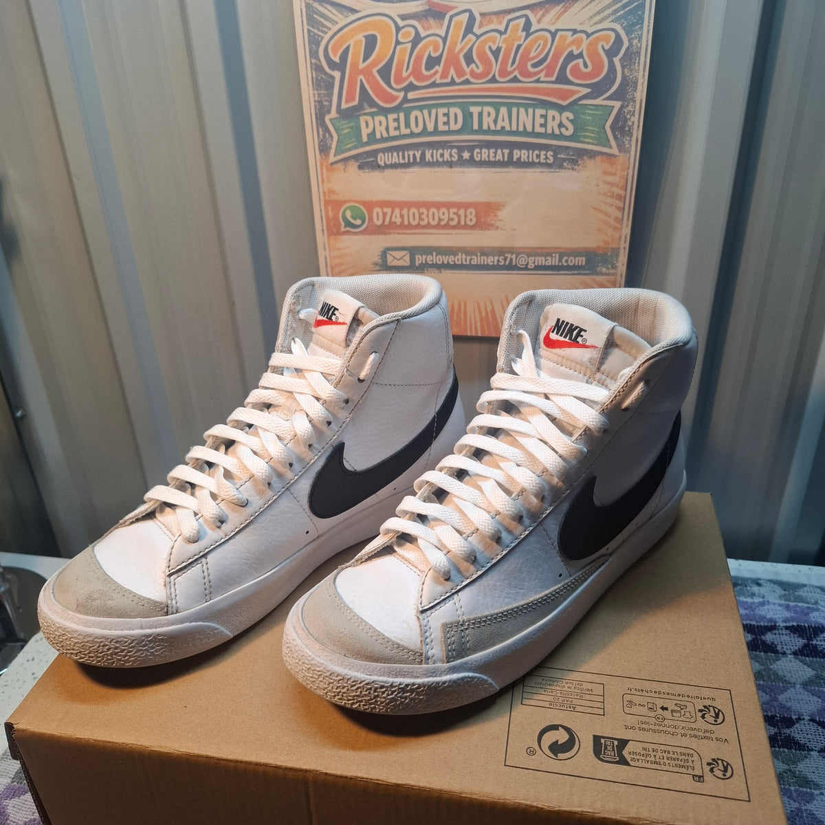 Nike Blazer Mid '77 Trainers - White/Black, Good Condition UK 5