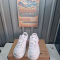 Nike White Trainers with Pink/Blue Swoosh – Good Condition UK 4.5