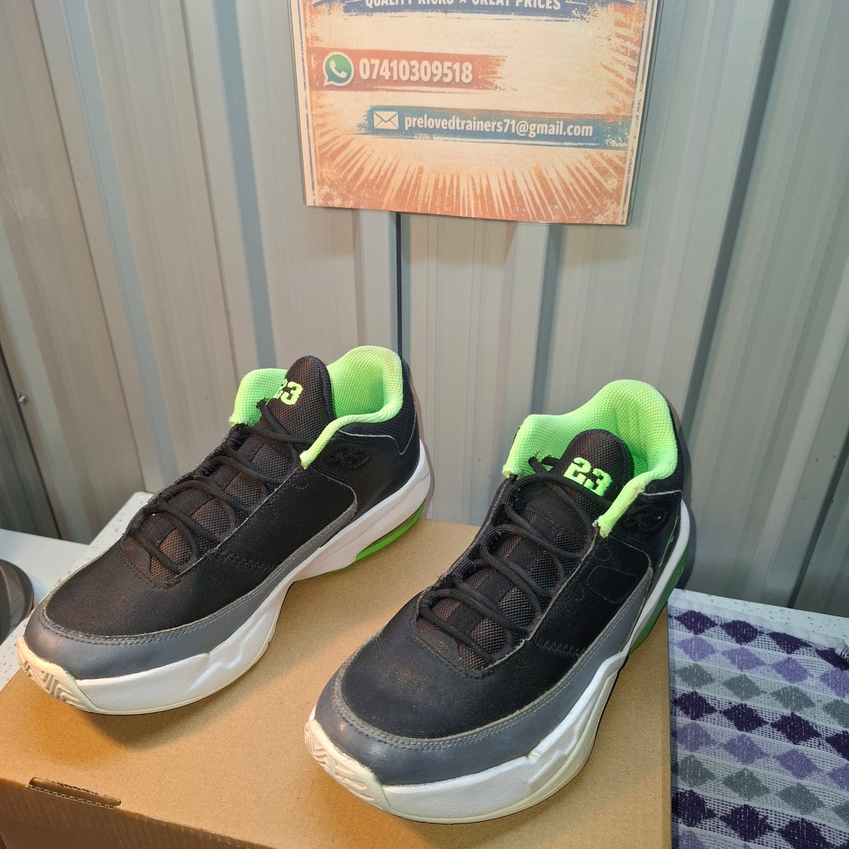 Jordan Trainers Black and Green - Good Condition UK 4