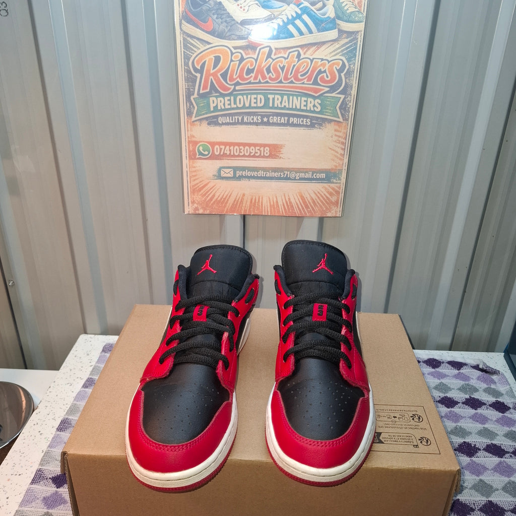 Jordan Air Jordan 1 Low Trainers - Black/Red, Good Condition UK 5.5