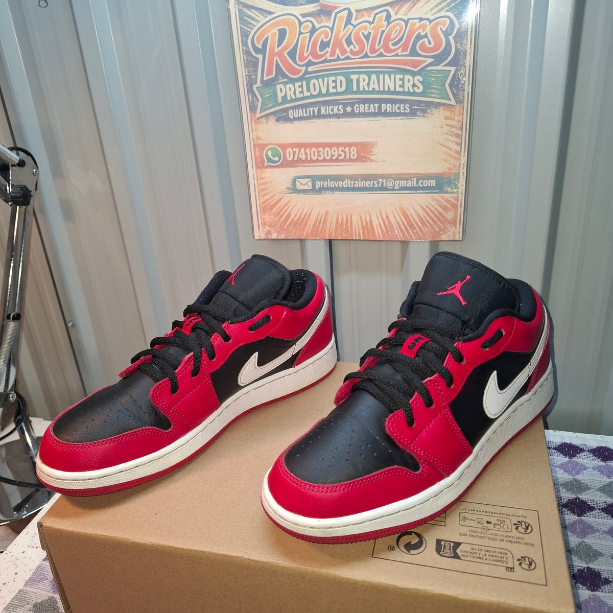 Jordan Air Jordan 1 Low Trainers - Black/Red, Good Condition UK 5.5