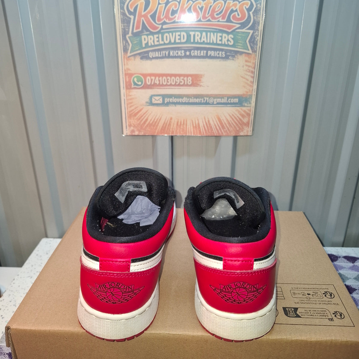 Jordan Air Jordan 1 Low Trainers - Black/Red, Good Condition UK 5.5