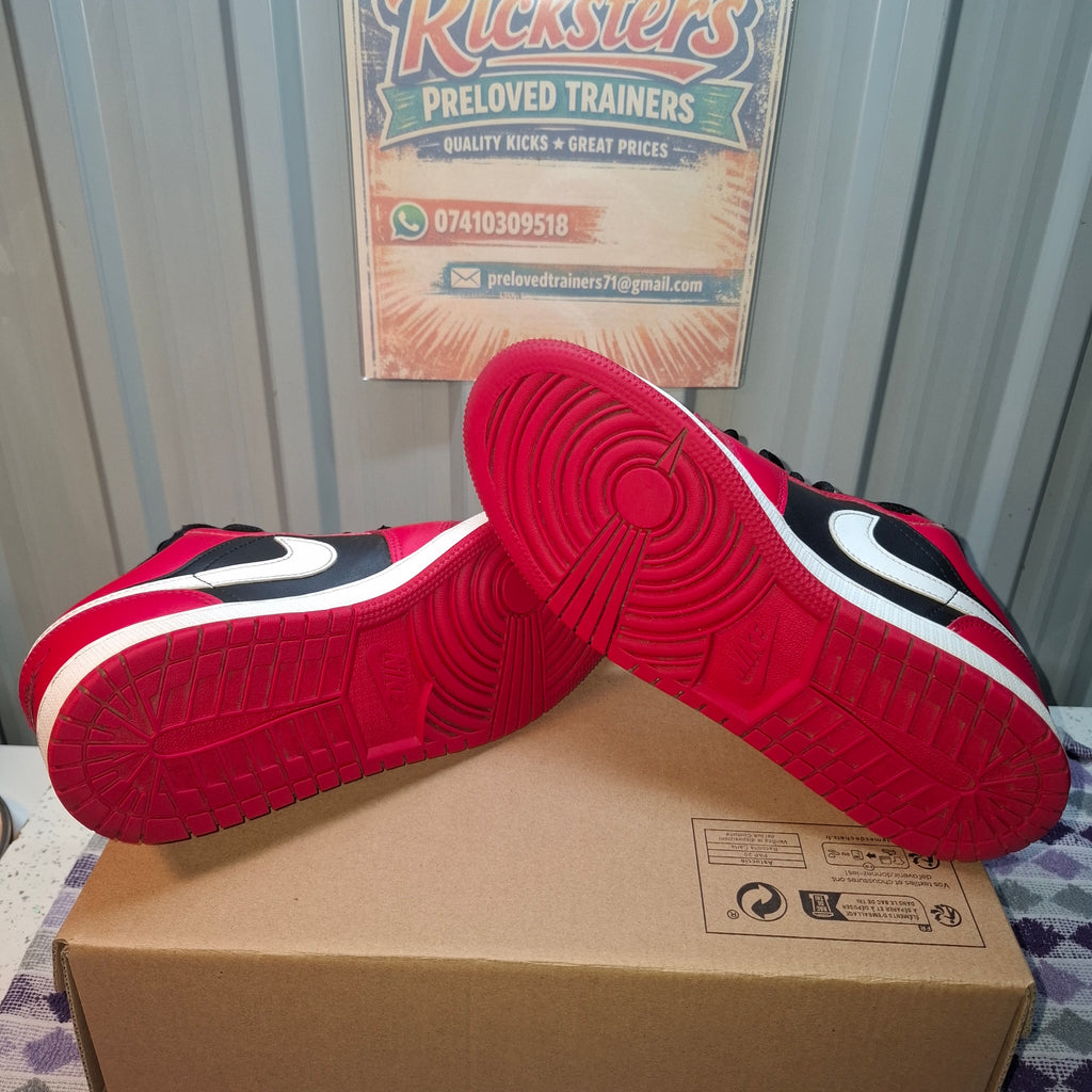 Jordan Air Jordan 1 Low Trainers - Black/Red, Good Condition UK 5.5