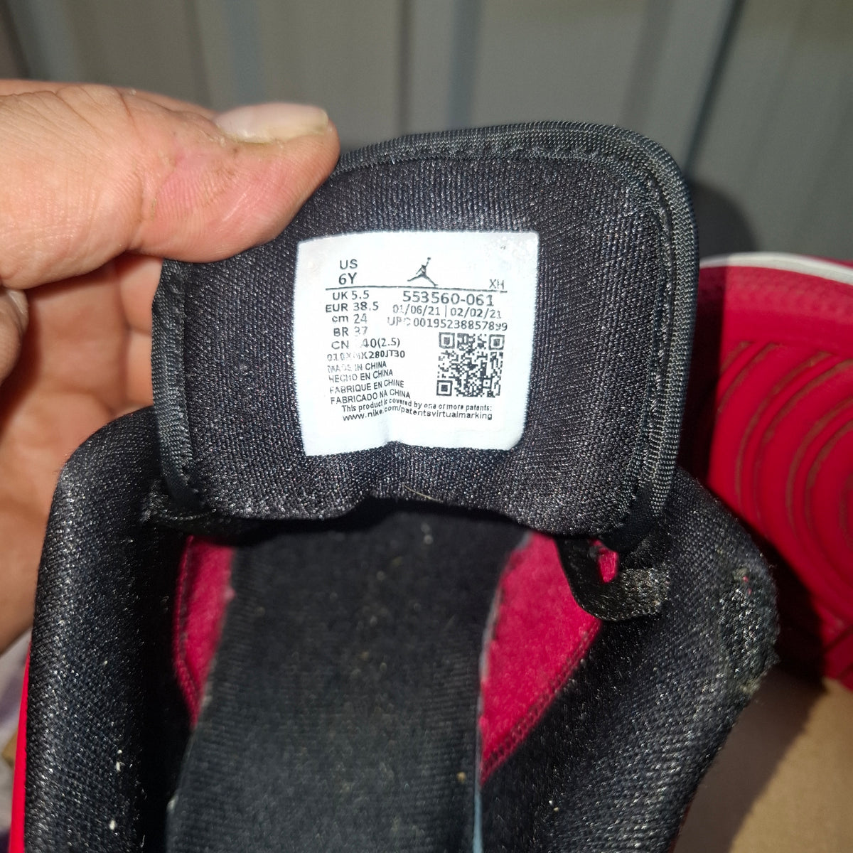 Jordan Air Jordan 1 Low Trainers - Black/Red, Good Condition UK 5.5