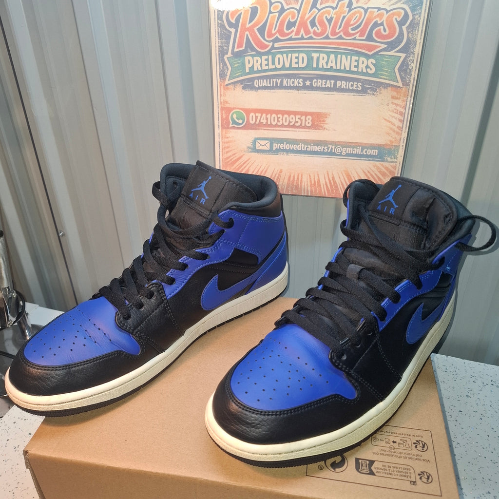 Jordan Air Jordan 1 Mid Trainers - Black/Blue, UK 10.5