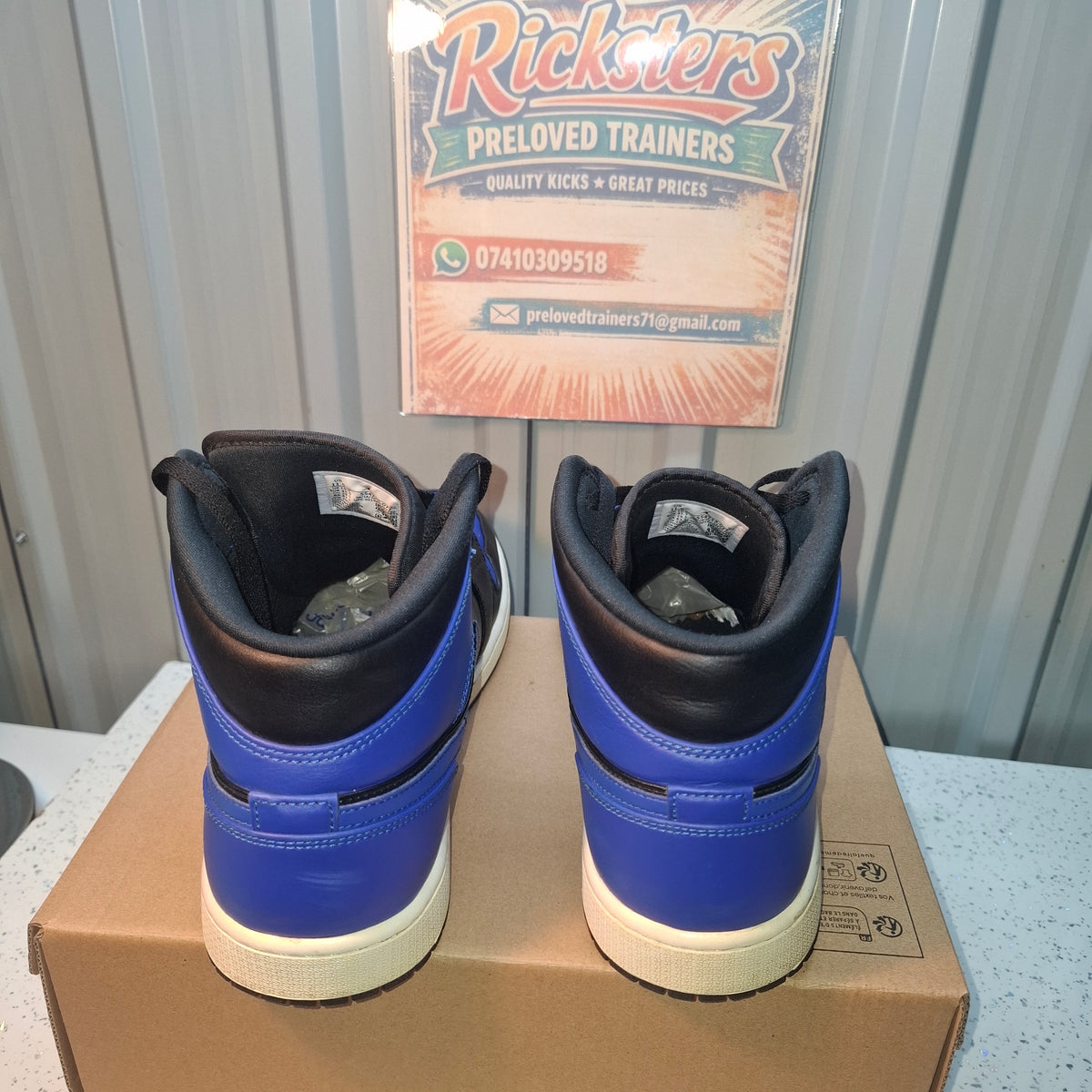 Jordan Air Jordan 1 Mid Trainers - Black/Blue, UK 10.5