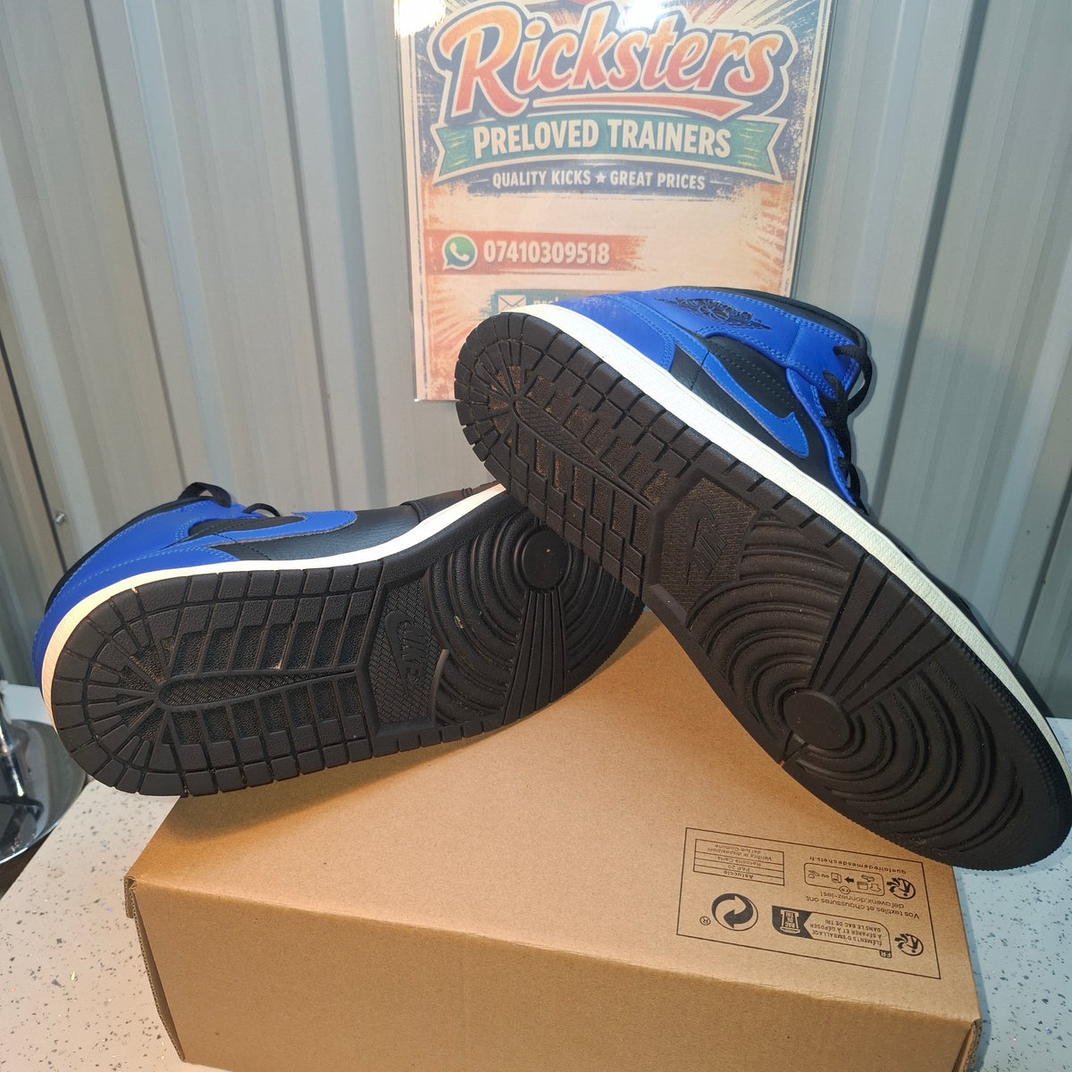 Jordan Air Jordan 1 Mid Trainers - Black/Blue, UK 10.5
