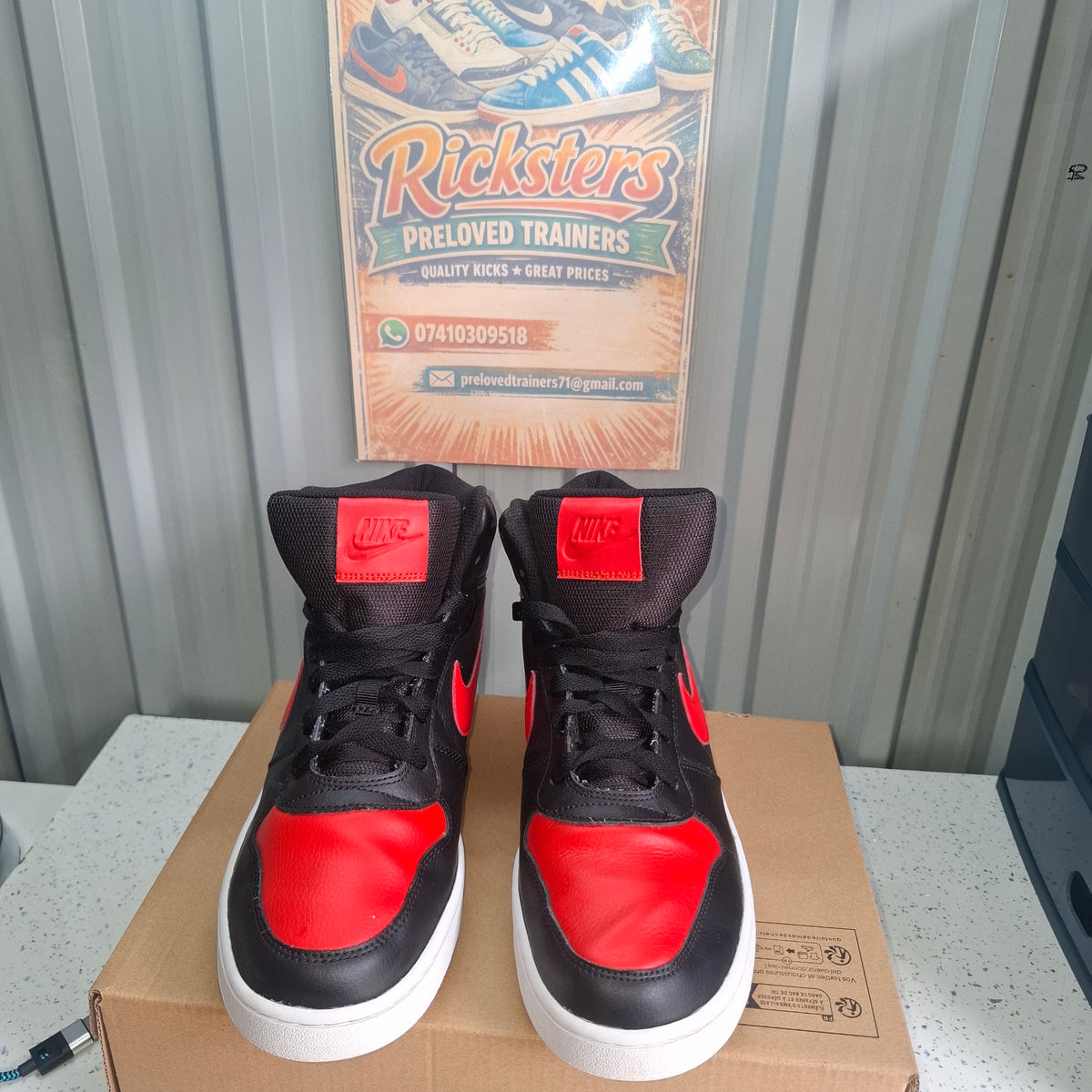 Nike High-Top Trainers - Black and Red, Good Condition UK 8.5