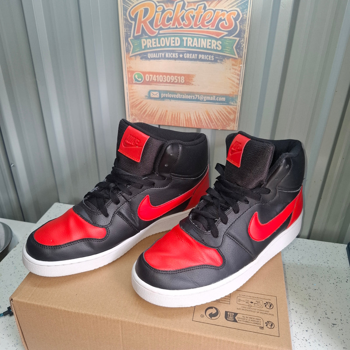 Nike High-Top Trainers - Black and Red, Good Condition UK 8.5