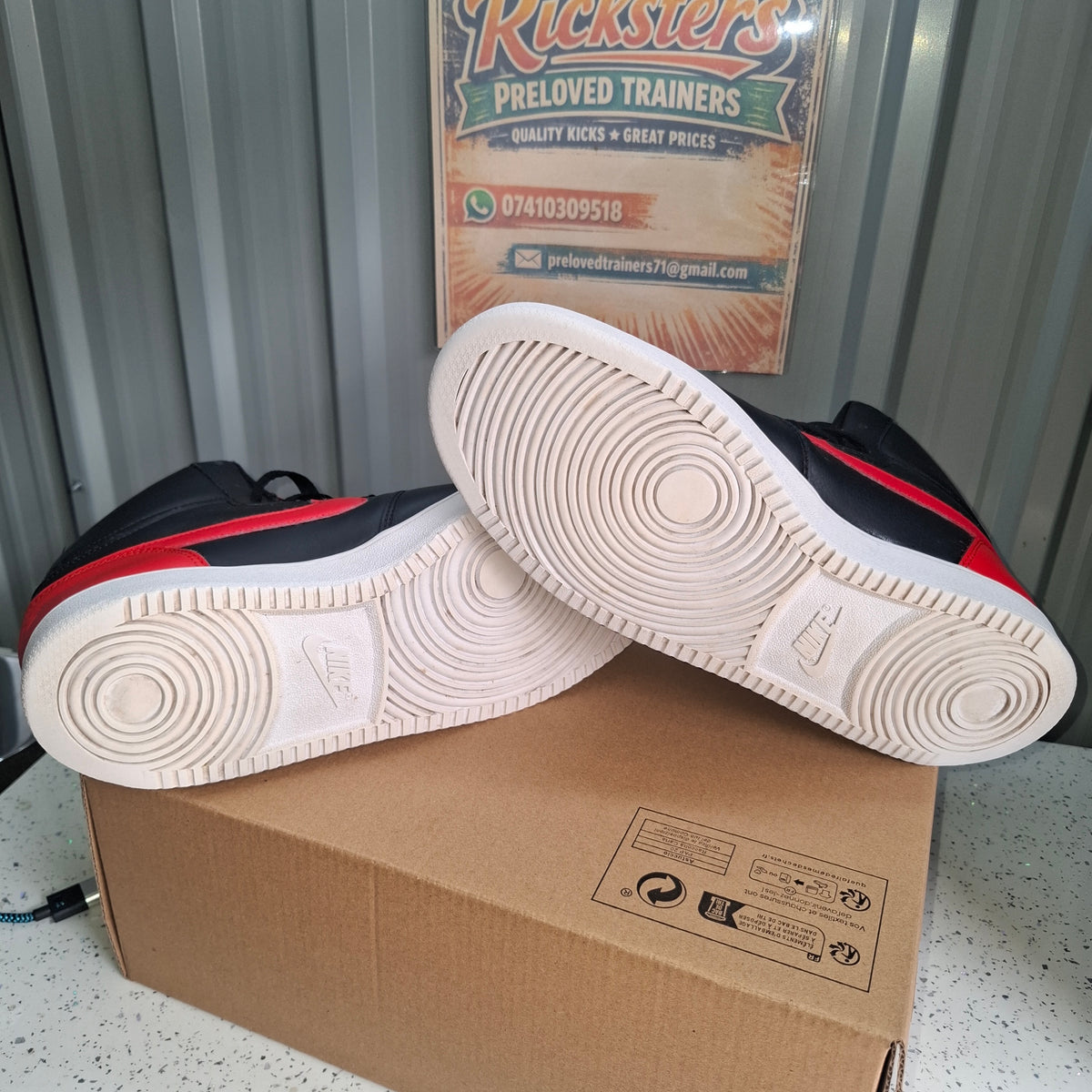 Nike High-Top Trainers - Black and Red, Good Condition UK 8.5