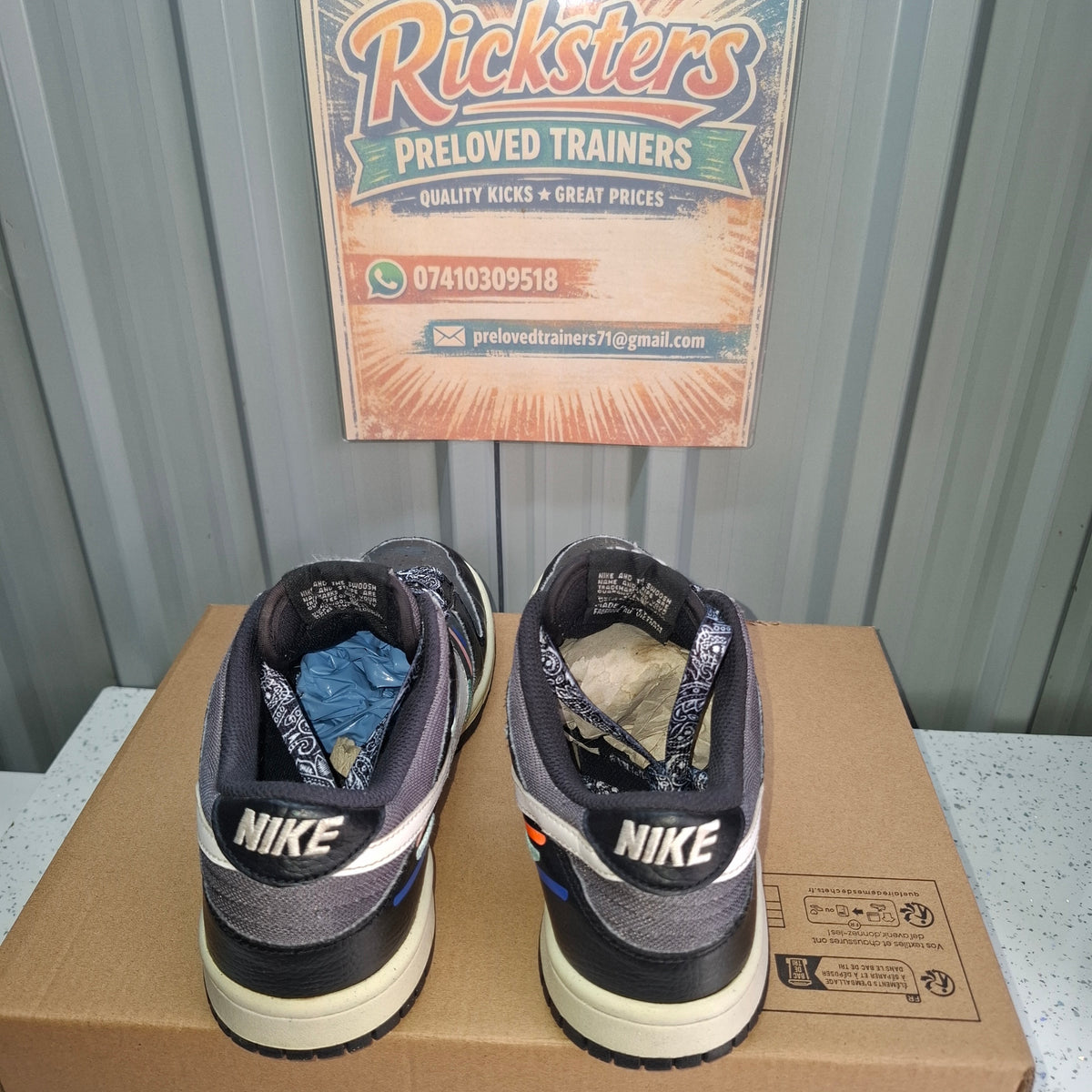 Nike Dunk Low Trainers - Black/Grey, Good Condition UK 3.5