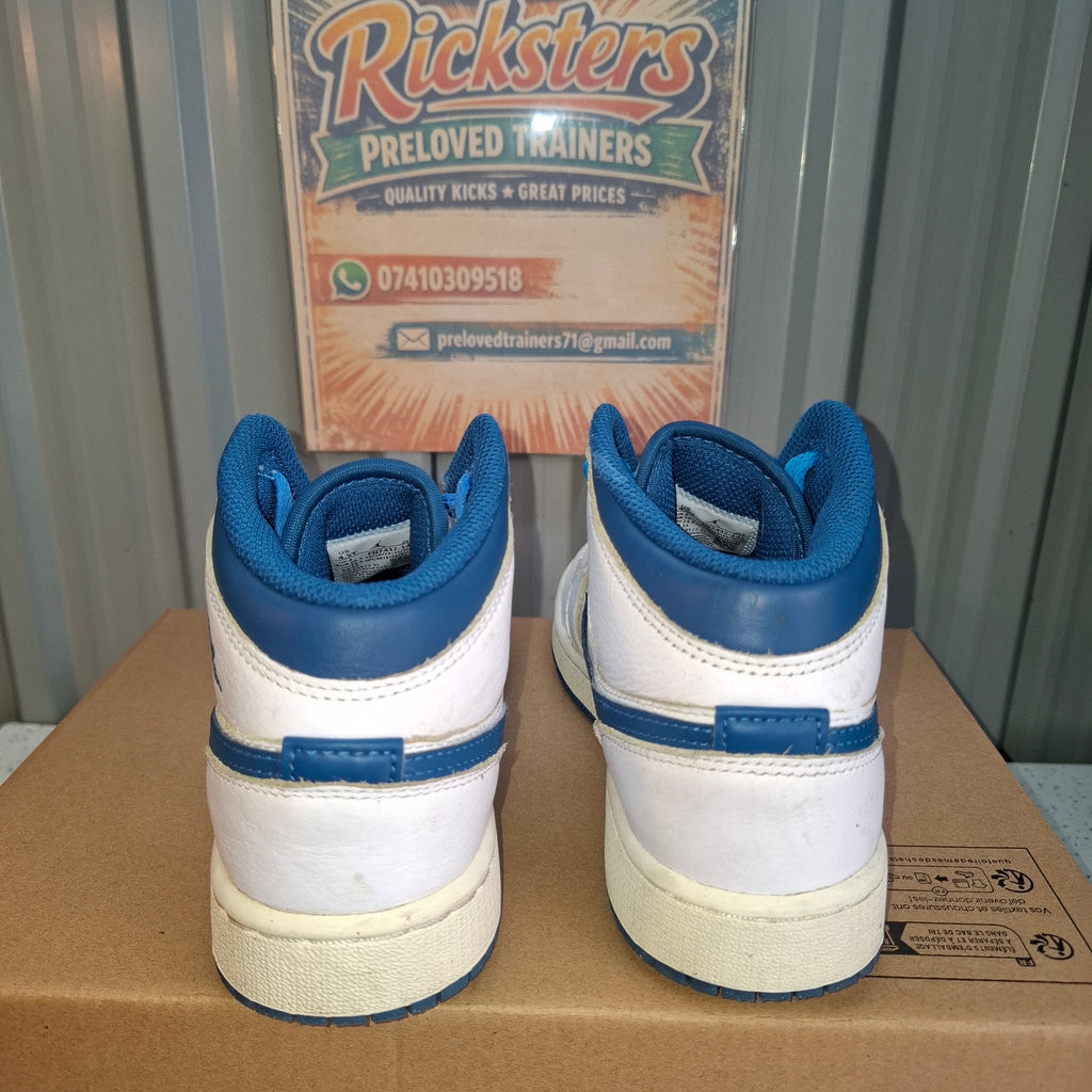 Nike Air Jordan 1 Mid White Blue Trainers UK 4