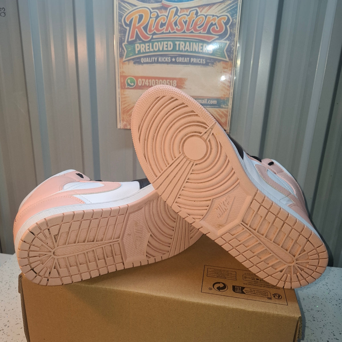 Nike Air Jordan 1 Mid Peach Black White Trainers UK 8.5