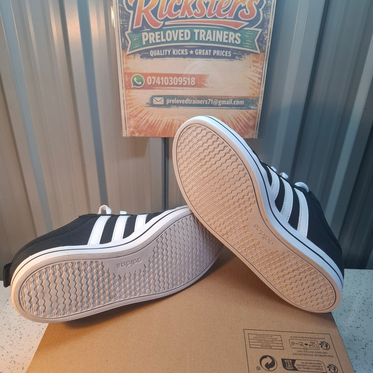 Adidas Bavara Trainers - Black & White, Very Good Condition UK 7