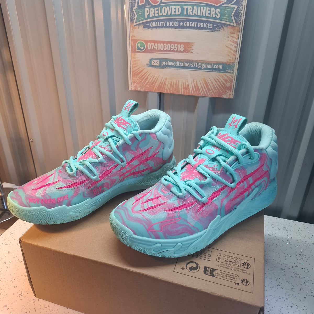 Puma MB.01 LaMelo Ball Trainers - Pink and Blue, UK 7.5