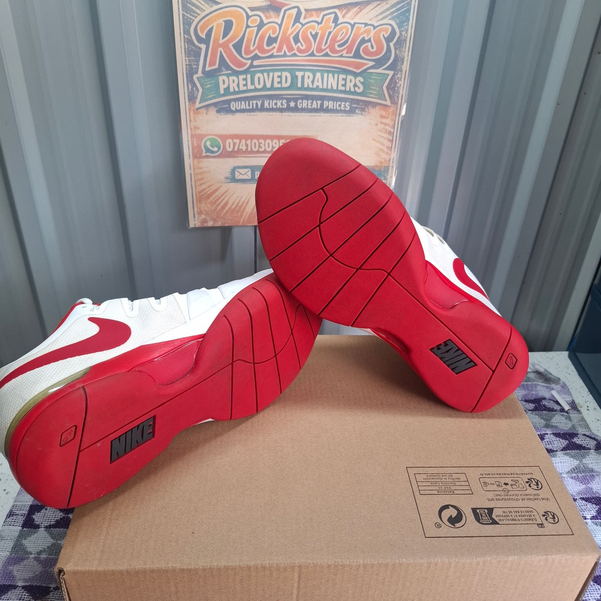 Nike Vapor Court Trainers - White and Red, Good Condition UK 5