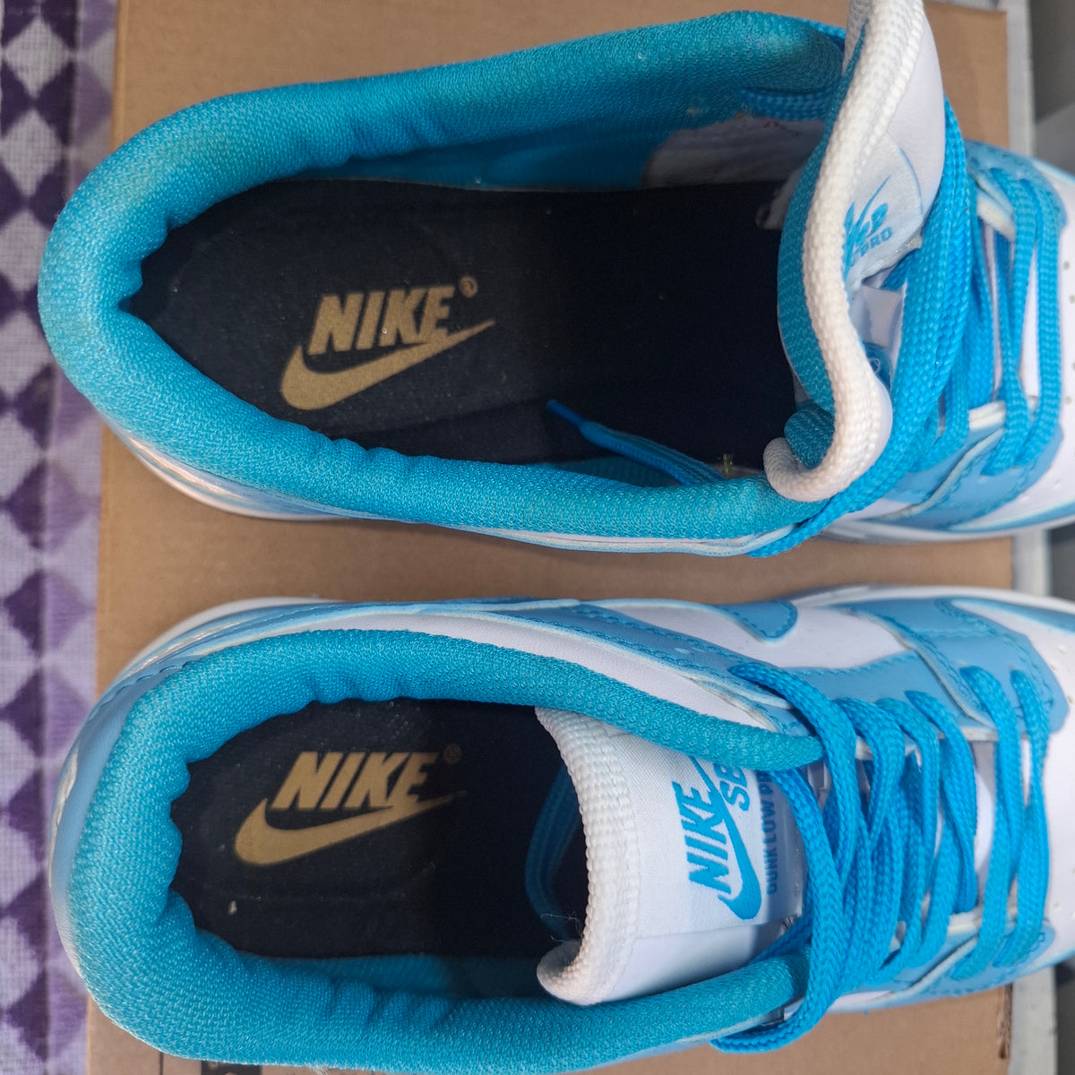 Nike Dunk Low Trainers - Blue and White, Good Condition UK 5