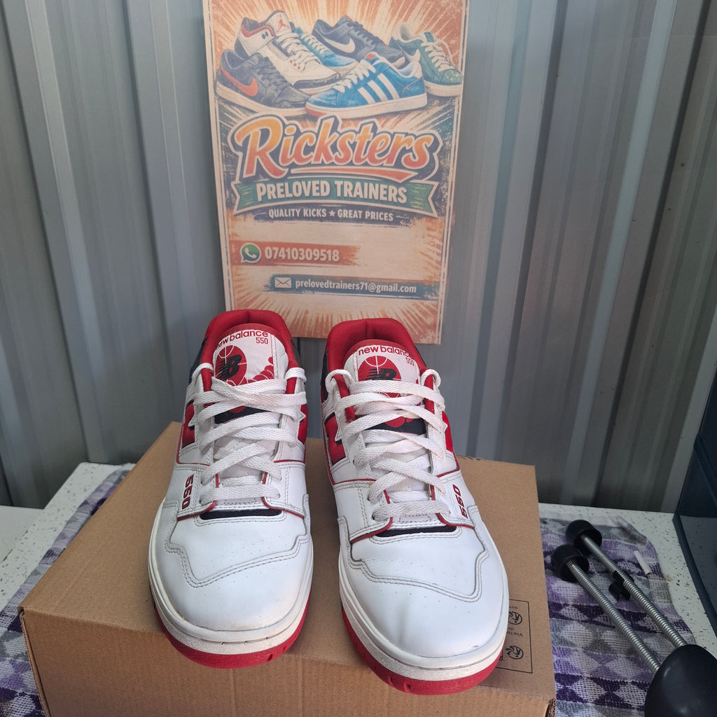 New Balance 550 Trainers - White/Red, UK Size 9, Good Condition