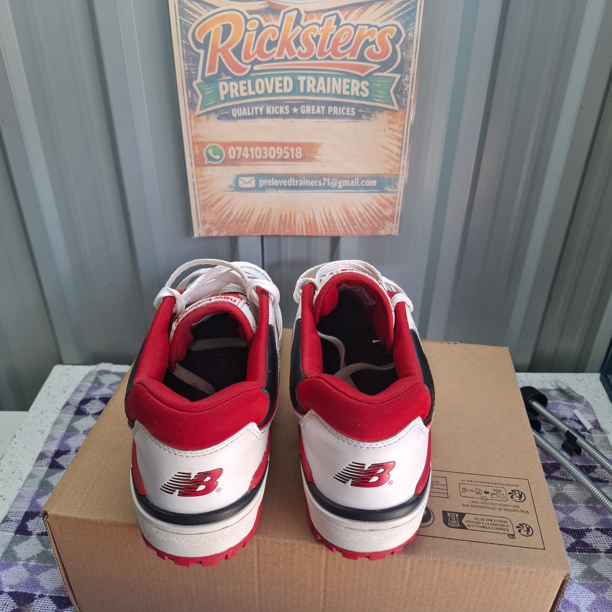 New Balance 550 Trainers - White/Red, UK Size 9, Good Condition