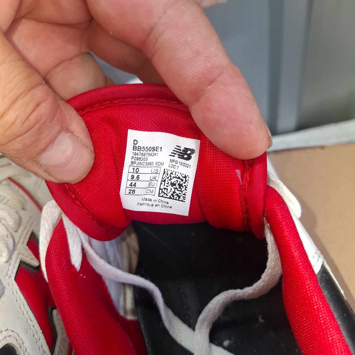 New Balance 550 Trainers - White/Red, UK Size 9, Good Condition