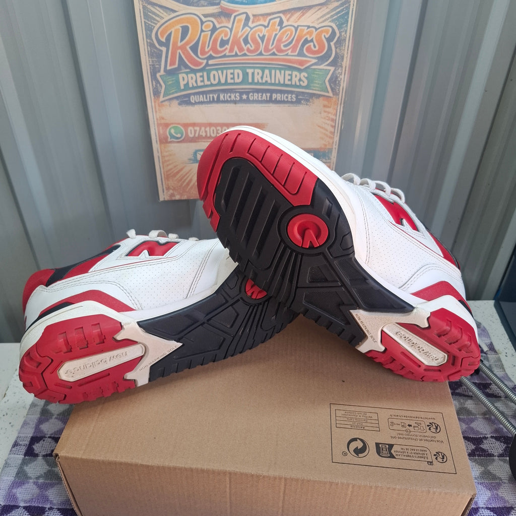 New Balance 550 Trainers - White/Red, UK Size 9, Good Condition