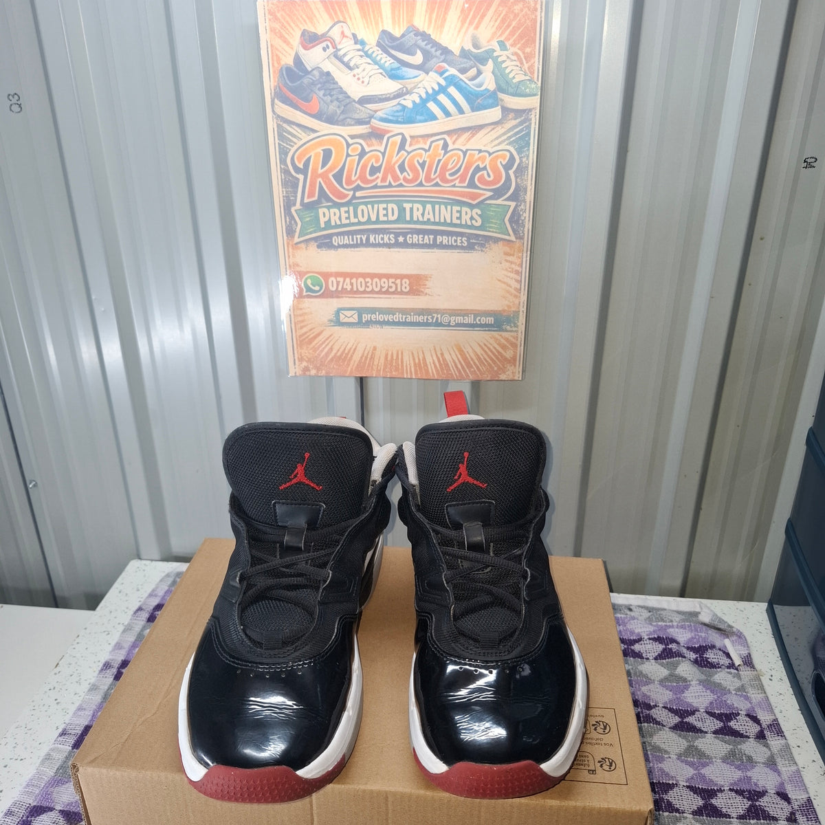Jordan 11 CMFT Low Trainers - Black/Red, Size 7.5, Good Condition