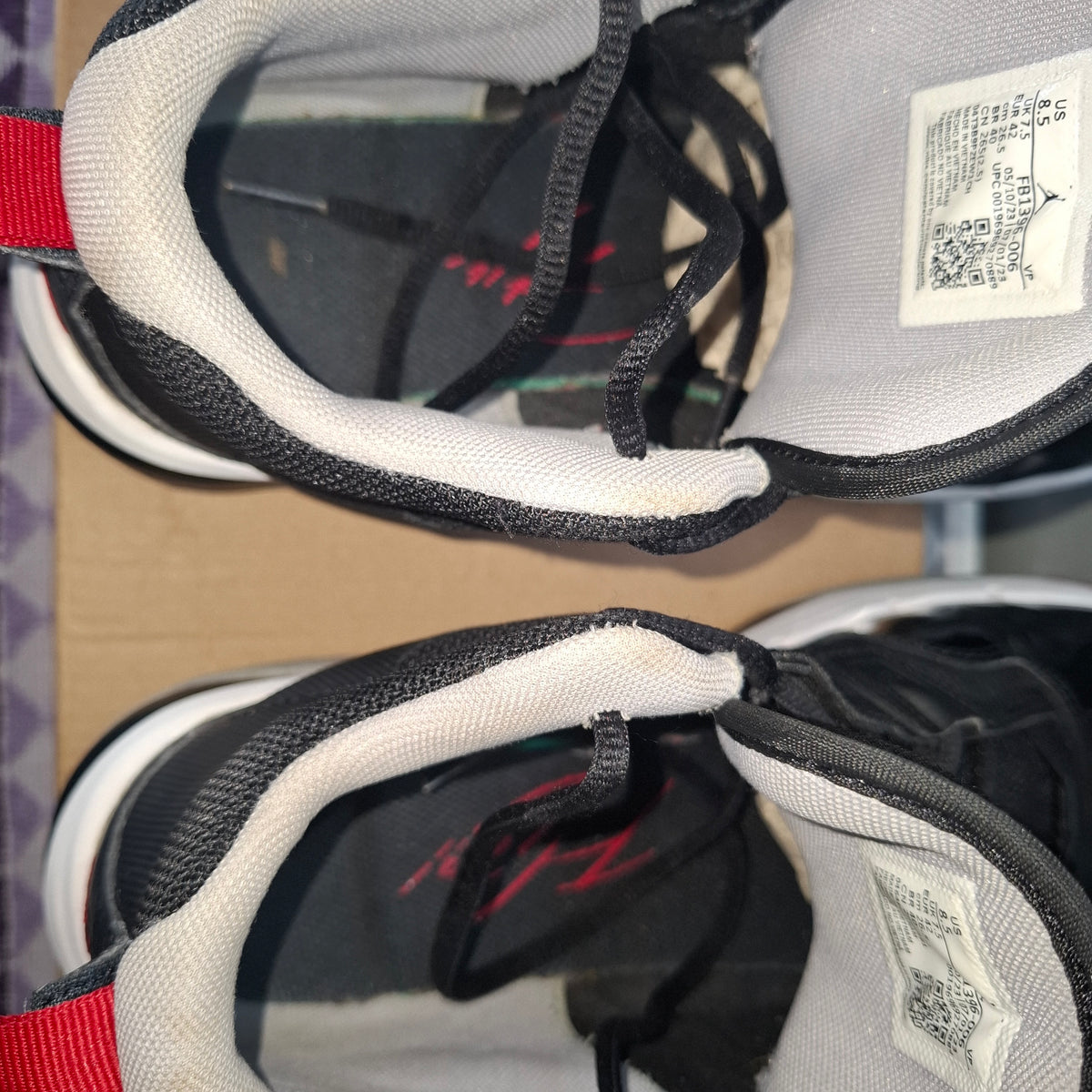 Jordan 11 CMFT Low Trainers - Black/Red, Size 7.5, Good Condition