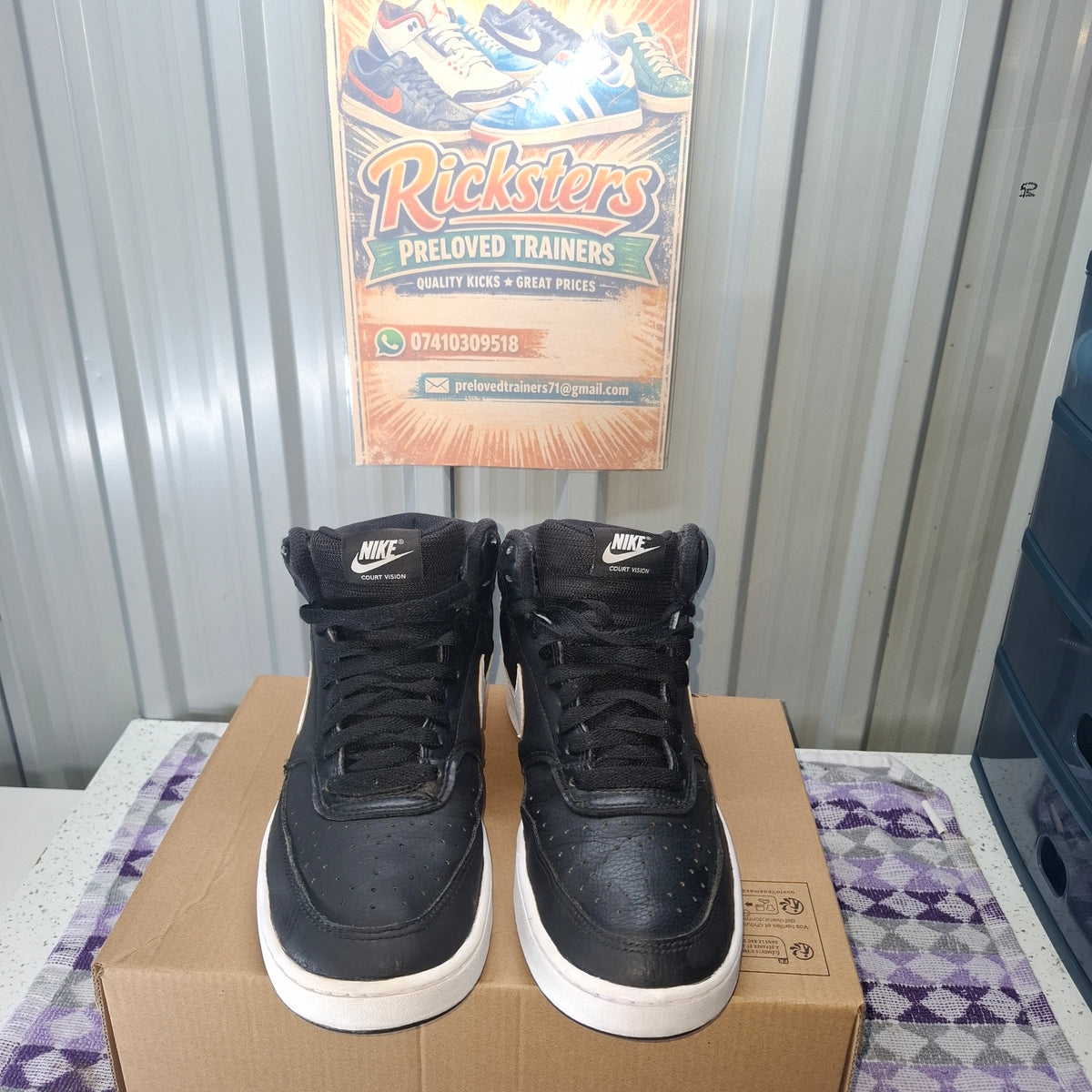 Nike Court Vision Mid Trainers - Black, Good Condition