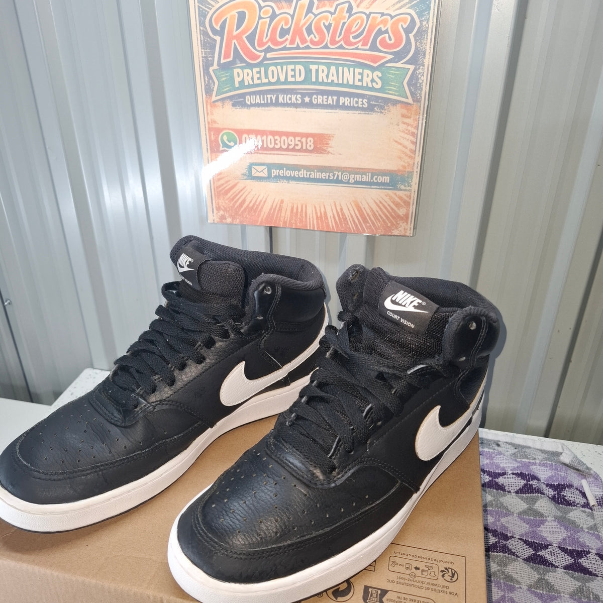Nike Court Vision Mid Trainers - Black, Good Condition