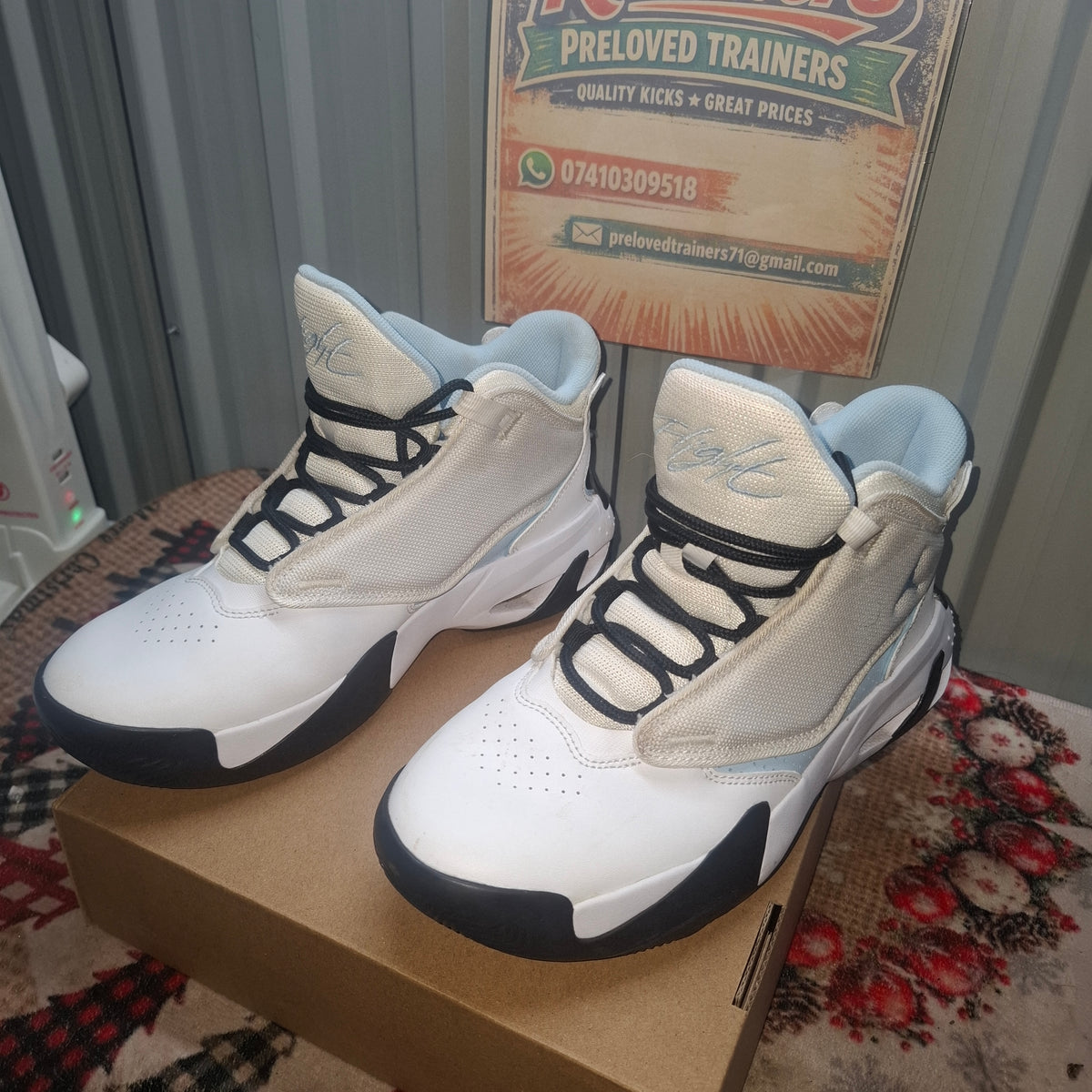 Jordan Jumpman Two Trey White and Black Trainers, UK 5.5