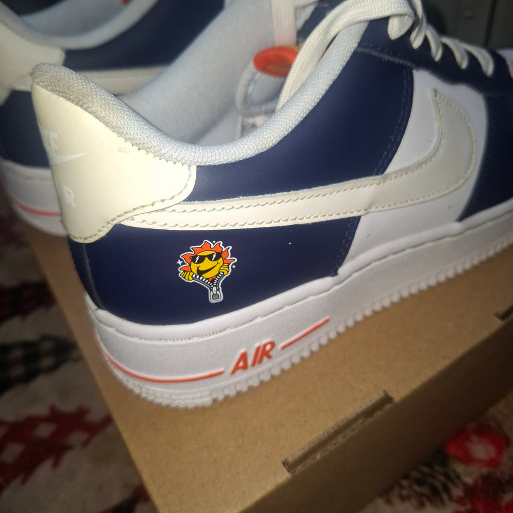 Nike Air Force 1 Trainers - White and Navy, UK 5.5