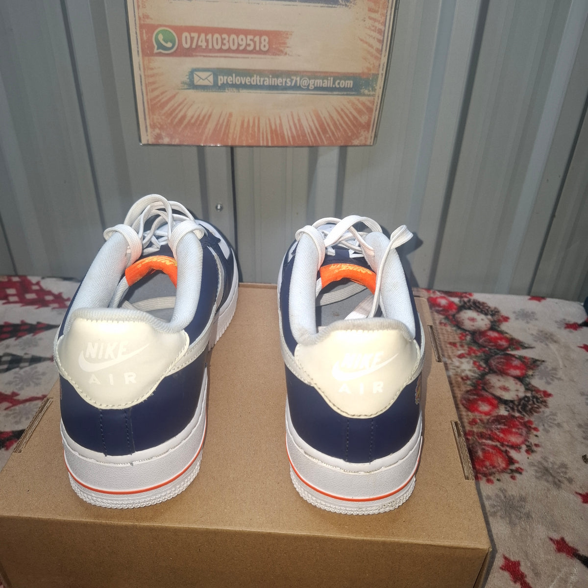 Nike Air Force 1 Trainers - White and Navy, UK 5.5