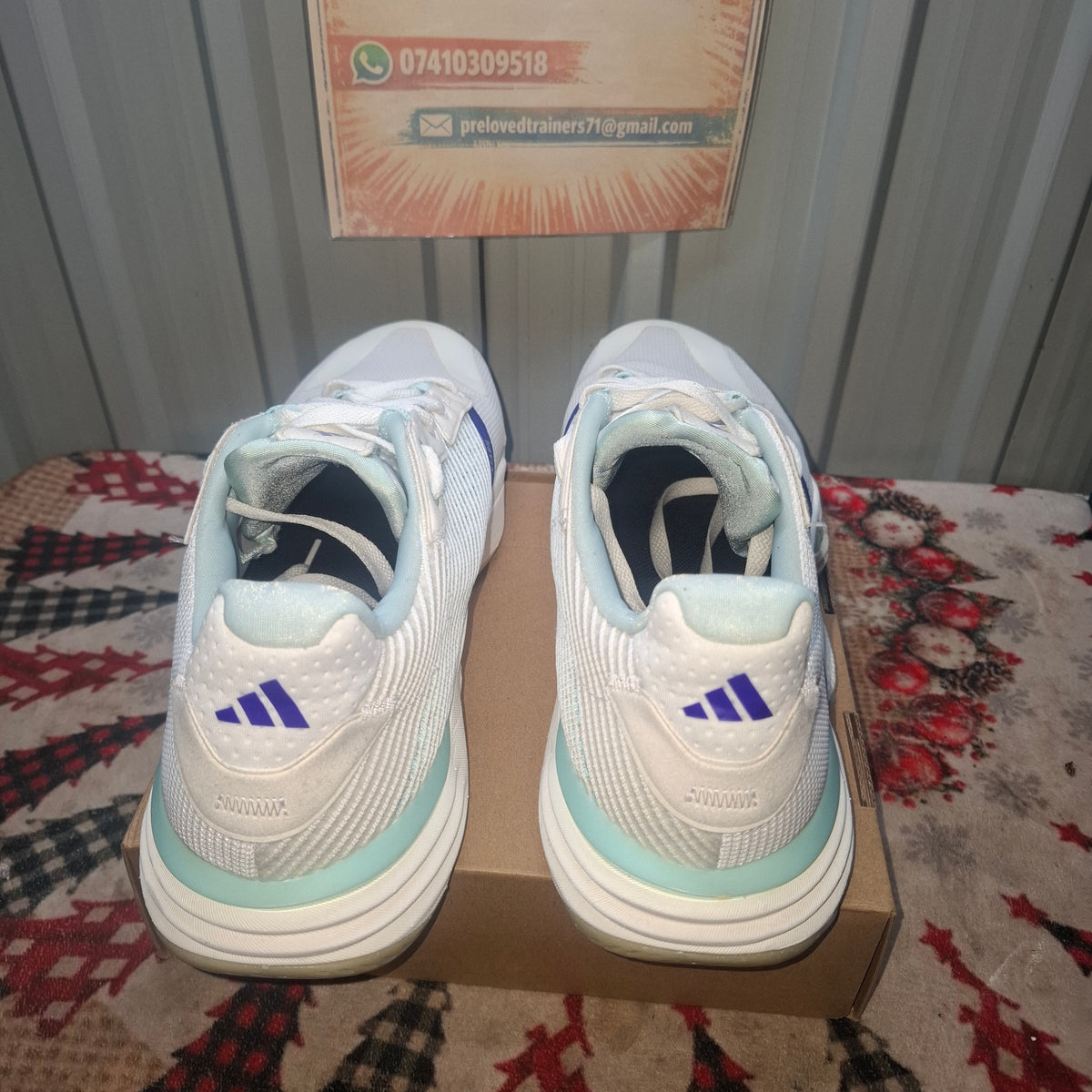 Adidas White & Blue Trainers - Excellent Condition, UK 14