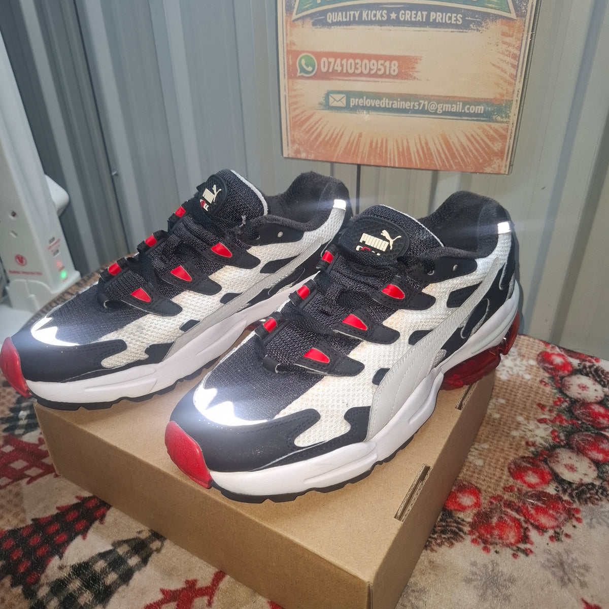 Puma Cell Trainers - Black, White & Red, UK 7